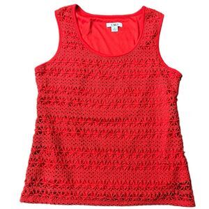 😊 3/$30 Cato Crochet Coral color Tank Top Sz M